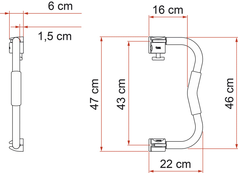 Security S (white, compact 46cm) Barring Handle - Fiamma security handles and accessories improving entry support and anti-theft protection - My Fiamma