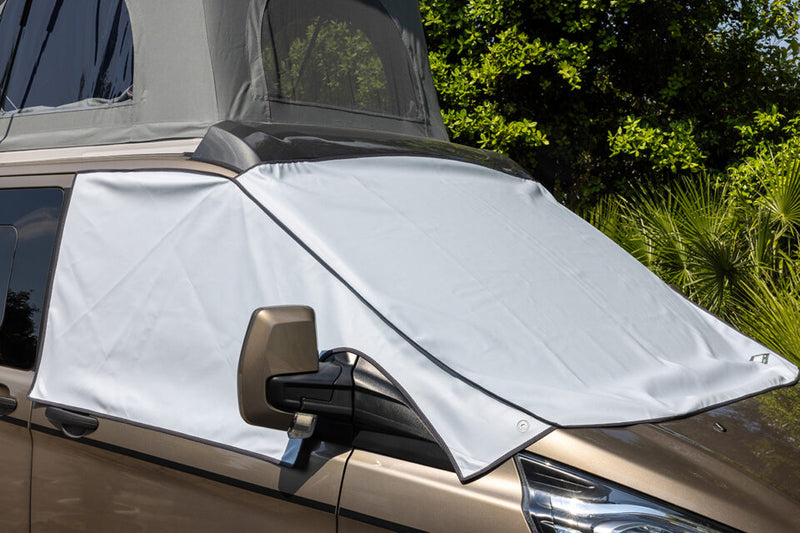 Coverglas XL Ducato >2006 (external cab blind, light grey, UV protection, 3.5kg) - Fiamma vehicle covers providing protective, weather-resistant shielding for motorhomes, vans and campervans - My Fiamma