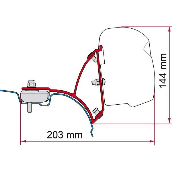 Fiamma VW T5/T6 Transporter Brackets for F43 Awning LHD - Deep Black - Fiamma wall installation adapters enabling secure awning mounting across different vehicle types - My Fiamma