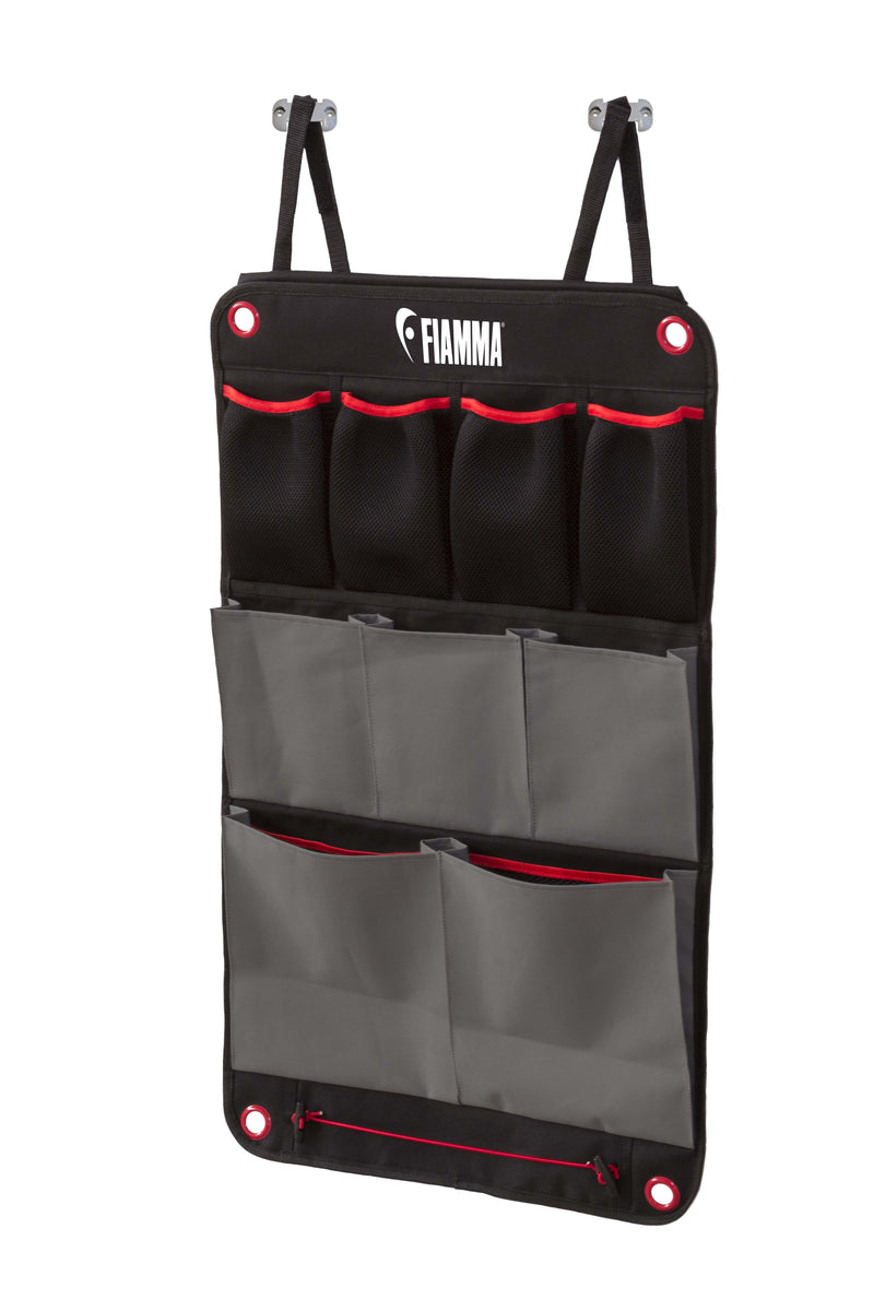 Fiamma Pack Organiser S - Small Hanging Storage Panel - Black - Fiamma organisers for caravans and motorhomes helping keep living spaces tidy, accessible and efficiently arranged - My Fiamma