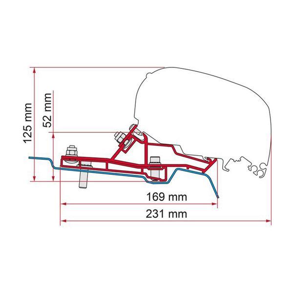 Fiamma Adapter Ford Transit Van RHD H2-L3 340 (98655Z189) - Fiamma wall installation adapters enabling secure awning mounting across different vehicle types - My Fiamma