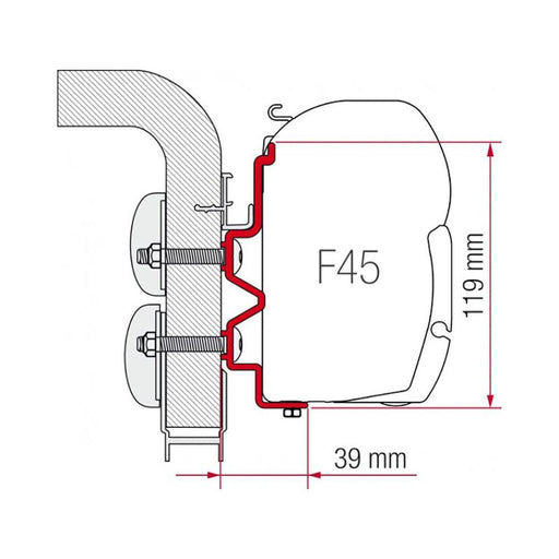 Fiamma 350cm Adapter Bracket Hymer Camp for F45 F70 Awning Mounting 98655-276 - Fiamma wall installation adapters enabling secure awning mounting across different vehicle types - My Fiamma