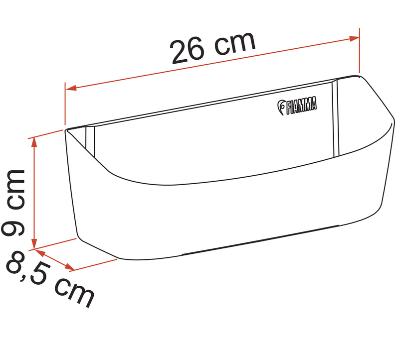 Fiamma Pocket Plus M - Wall Storage Pocket - Grey - Deep Wall Bin - Fiamma organisers for caravans and motorhomes helping keep living spaces tidy, accessible and efficiently arranged - My Fiamma