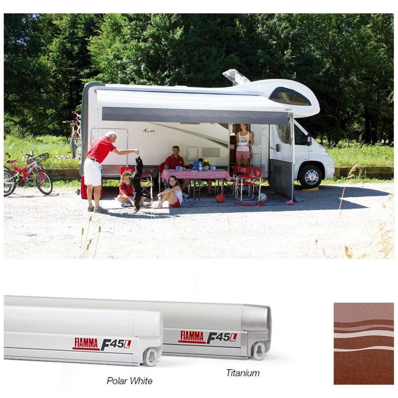 Fiamma F45L 550 Awning Polar White - Sahara Fabric (06530B01S) - Fiamma wall installation adapters enabling secure awning mounting across different vehicle types - My Fiamma