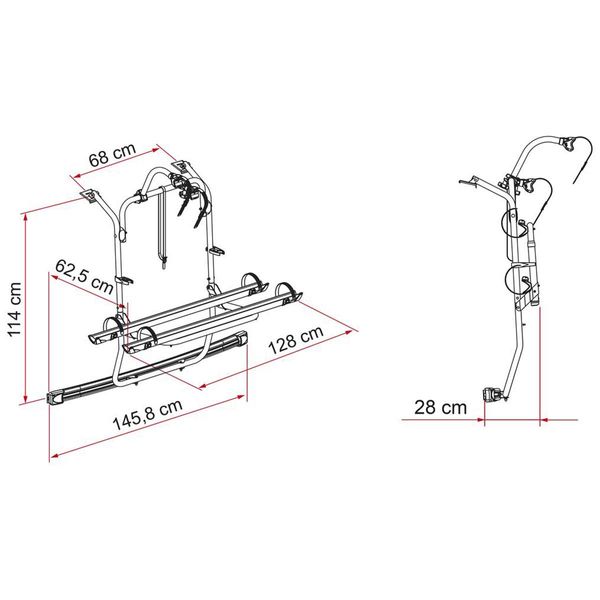 Carry-Bike PSA (fits Citroën Jumpy III, Spacetourer 2016 H1, Opel/Vauxhall Vivaro C, Zafira Life, Vivaro Life ?2019 H1, Peugeot Expert III, Traveller 2016 H1, Toyota ProAce II / Verso 2016 H1, also lift roof, Rail Plus, 2–4 bikes / 2 E-Bike) - Fiamma bike racks for motorhomes and campervans designed for secure, reliable bicycle transport on the road - My Fiamma