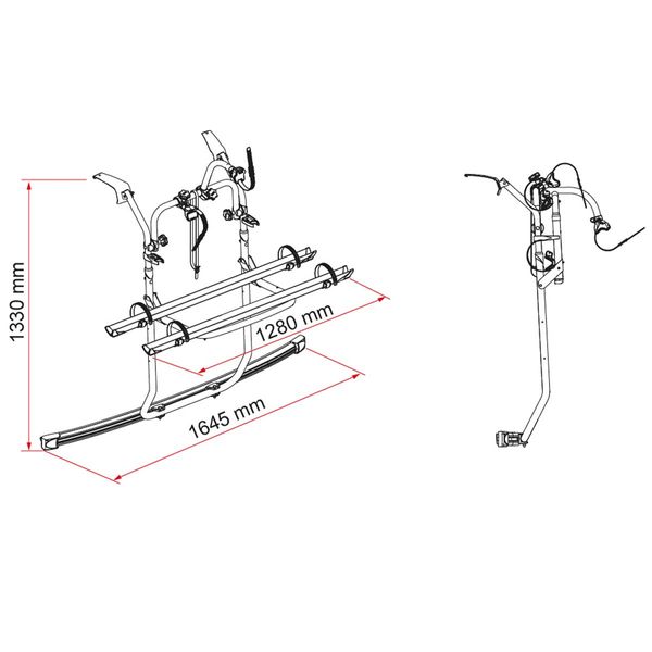 Carry-Bike Ford Custom V710 (fits Transit/Tourneo Custom single tailgate ?2023–, H1, also lift roof + VW Transporter/Caravelle ?2025, Rail Plus, 2–4 bikes / 2 E-Bike) - Fiamma bike racks for motorhomes and campervans designed for secure, reliable bicycle transport on the road - My Fiamma