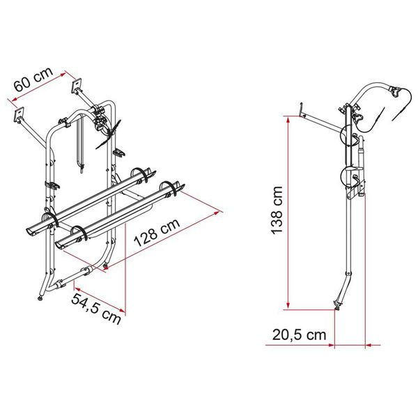 Fiamma Carry-Bike Mercedes Vito (fits Viano I, Vito I, Marco Polo I with single rear door 1996–2003, Rail Plus, 2–4 bikes / 2 E-Bike) - Fiamma bike racks for motorhomes and campervans designed for secure, reliable bicycle transport on the road - My Fiamma