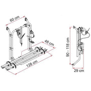 Fiamma Carry-Bike 200 D (Alu) fits Fiat Ducato I 1981–1994 H1/H2, Ducato II / Boxer I / Jumper I 1994–1999 H2; Ford Transit MK3–MK7 1987–2014 H1/H2/H3; Transit MK8 2014 H3 - Fiamma bike racks for motorhomes and campervans designed for secure, reliable bicycle transport on the road - My Fiamma