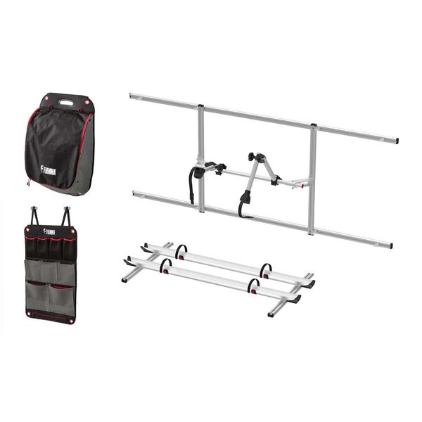 Carry-Bike Garage Pack Plus (Rail Quick Pro, 2–3 bikes, Strip Pro S D1/D2, max load 50kg, 10.5kg weight) - Fiamma bike racks for motorhomes and campervans designed for secure, reliable bicycle transport on the road - My Fiamma