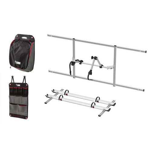 Carry-Bike Garage Pack Plus (Rail Quick Pro, 2–3 bikes, Strip Pro S D1/D2, max load 50kg, 10.5kg weight) - Fiamma bike racks for motorhomes and campervans designed for secure, reliable bicycle transport on the road - My Fiamma