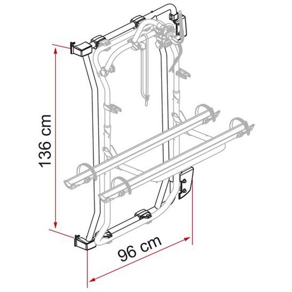 Fiamma Kit Frame Ducato (Stainless steel frame, for Fiat Ducato III–IV 2006 H2/H3, Citroën Jumper II–III, Peugeot Boxer II–III, not suitable for 270° hinges) - Fiamma bike racks for motorhomes and campervans designed for secure, reliable bicycle transport on the road - My Fiamma