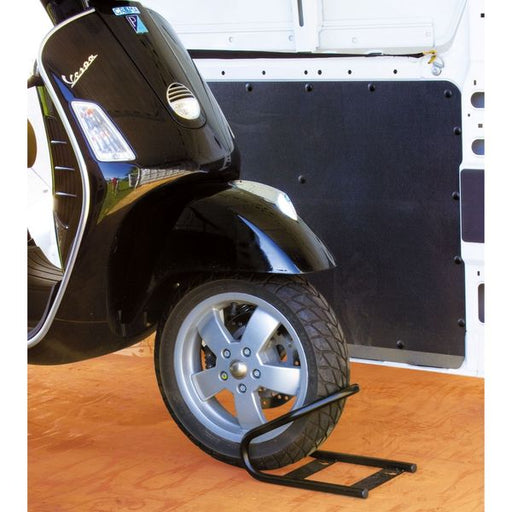 Moto Wheel Chock Front (for wheels ?18cm, 2.4kg weight) - Fiamma garage storage solutions for motorhomes enabling organised, space-efficient gear management - My Fiamma