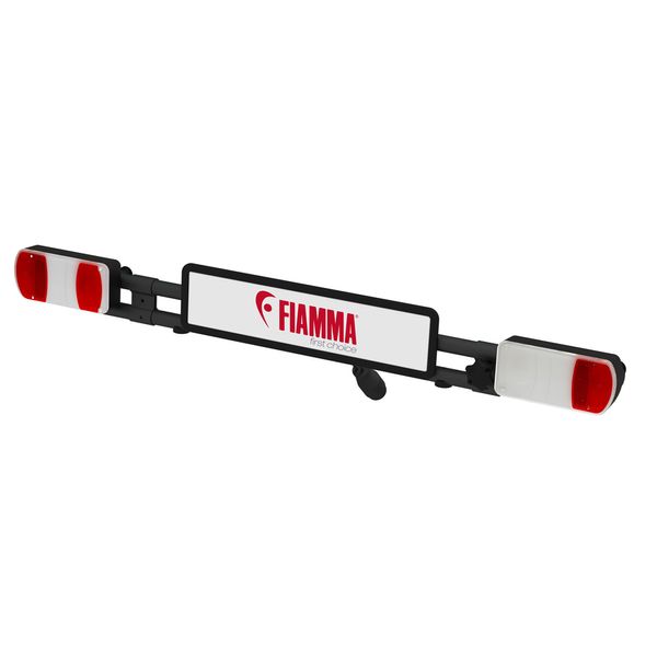 Fiamma Licence Plate Carrier (131cm aluminium bar with regulation lights & 13-pole socket, turns 90° for folded position, deep black, 2.4kg) - Fiamma bike rack installation kits ensuring safe, stable mounting on caravan or motorhome rear walls - My Fiamma