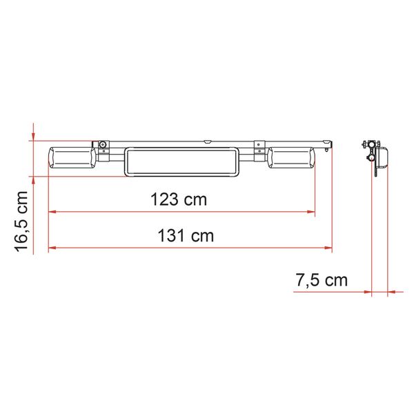 Fiamma Licence Plate Carrier (131cm aluminium bar with regulation lights & 13-pole socket, turns 90° for folded position, deep black, 2.4kg) - Fiamma bike rack installation kits ensuring safe, stable mounting on caravan or motorhome rear walls - My Fiamma