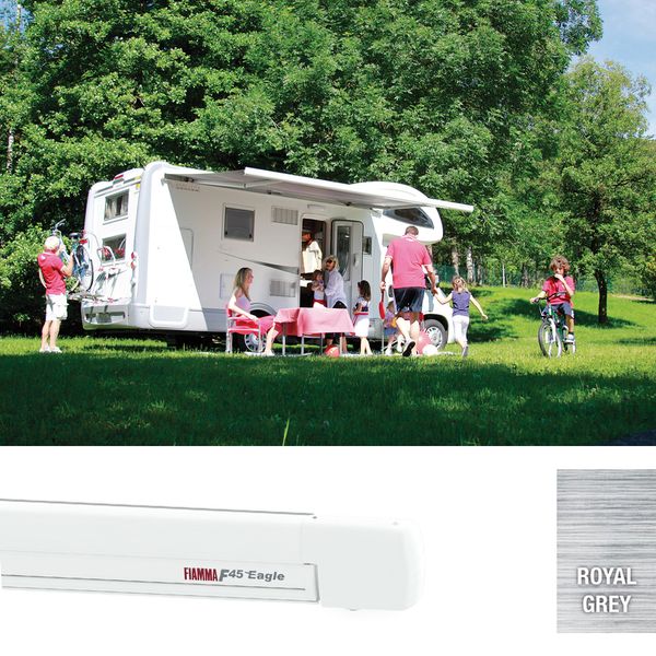 F45eagle 350 Wall Installation Awning - Fiamma wall-mounted awnings for caravans and motorhomes providing shade and sheltered outdoor space - My Fiamma