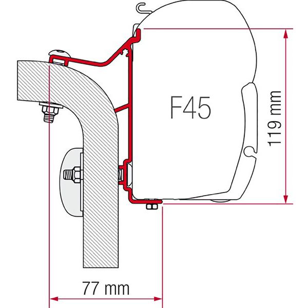 Adapter Hymer / Van B2 – 450cm - Fiamma wall installation adapters enabling secure awning mounting across different vehicle types - My Fiamma