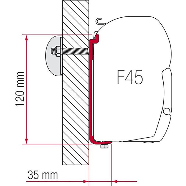 Adapter AS 350 – 350cm - Fiamma wall installation adapters enabling secure awning mounting across different vehicle types - My Fiamma