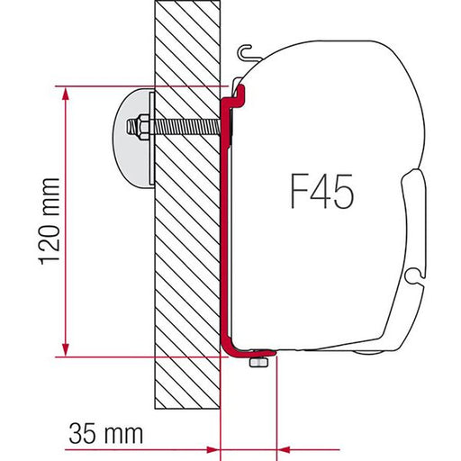 Adapter AS 350 – 350cm - Fiamma wall installation adapters enabling secure awning mounting across different vehicle types - My Fiamma