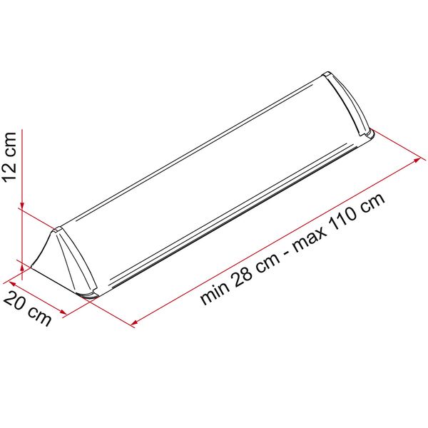 Spoiler Universal (rooflight spoiler, 28–120×20×12cm, 1.4kg) - Fiamma rooflight accessories improving airflow, installation and maintenance for caravan rooflight systems - My Fiamma