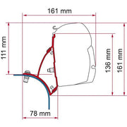 Fiamma F45 Bracket for VW T5/T6 Transporter Lift Roof LHD - Deep Black - Fiamma wall installation adapters enabling secure awning mounting across different vehicle types - My Fiamma