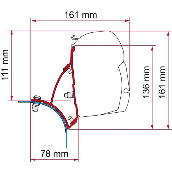 Fiamma F45 Bracket for VW T5/T6 Transporter Lift Roof LHD - Deep Black - Fiamma wall installation adapters enabling secure awning mounting across different vehicle types - My Fiamma