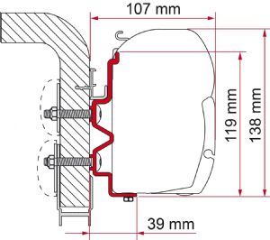 Fiamma F45 Adapter Kit Hymercamp 450 98655-275 - Fiamma wall installation adapters enabling secure awning mounting across different vehicle types - My Fiamma