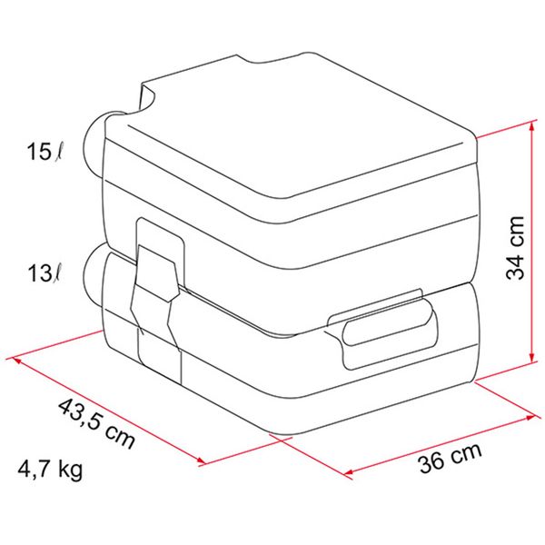 Bi-Pot 34 (portable toilet, upper tank 15L, lower tank 13L, white, 4.5kg, 43.5×36×34h cm) - Fiamma toilet and hygiene products for caravans offering clean, practical sanitation solutions on the road - My Fiamma