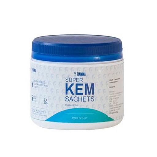 Super Kem Sachets (toilet sachets, 15×30g, eucalyptus fragrance, Restyling) - Fiamma toilet and hygiene products for caravans offering clean, practical sanitation solutions on the road - My Fiamma