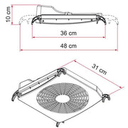 Fiamma Turbo-Kit Portable 12V Fan - Hanging/Table - 24cm - With Cigar Plug - Fiamma rooflights for caravans and motorhomes delivering natural light, ventilation and weatherproof roof openings - My Fiamma