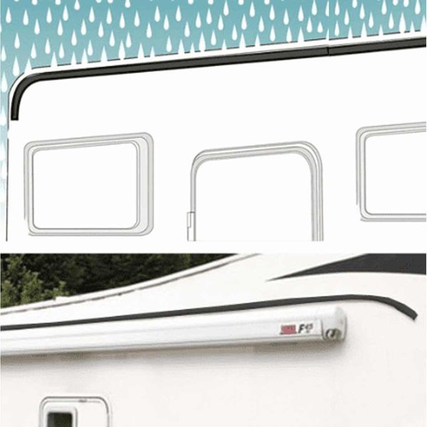 Drip Stop 200 (200cm mini-gutter, prevents streaks, black) - General Fiamma accessories supporting improved comfort, usability and organisation for touring vehicles - My Fiamma