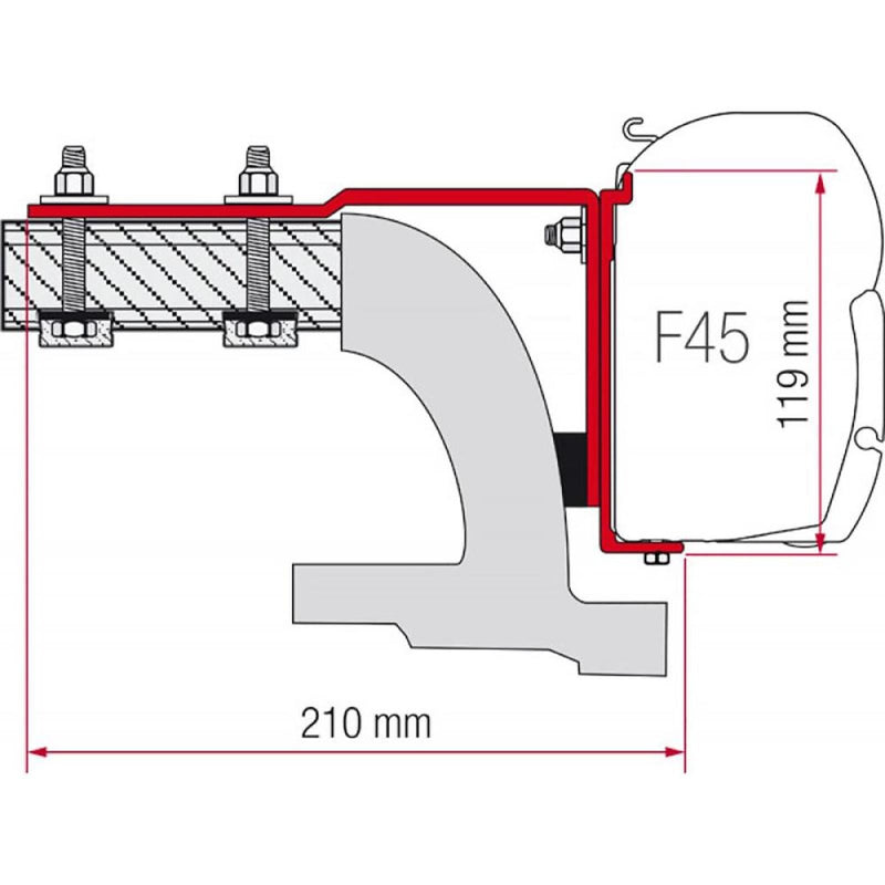 Fiamma Adapter Mounting Brackets Mercedes Vito before 2004 for F45 F70 Awnings - Fiamma wall installation adapters enabling secure awning mounting across different vehicle types - My Fiamma