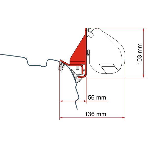 Fiamma F35 Kit VW T5/T6 Combi Rail Bracket Brandrup (98655Z154) - Fiamma wall installation adapters enabling secure awning mounting across different vehicle types - My Fiamma