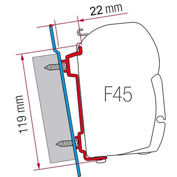Fiamma F45 Adapter Kit Ford Transit High Roof 98655-741 - Fiamma wall installation adapters enabling secure awning mounting across different vehicle types - My Fiamma
