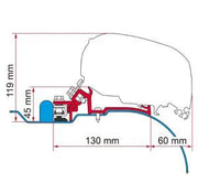 Fiamma F80/F65 Adapter Iveco Daily H2 98655-733 - Fiamma wall installation adapters enabling secure awning mounting across different vehicle types - My Fiamma