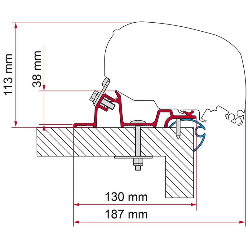 Fiamma Adapter Caravan Standard 340 (98655Z179) - Fiamma wall installation adapters enabling secure awning mounting across different vehicle types - My Fiamma