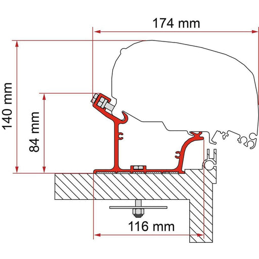 Fiamma F80 Adapter Adria Caravan 550 (98655Z143) - Fiamma wall installation adapters enabling secure awning mounting across different vehicle types - My Fiamma