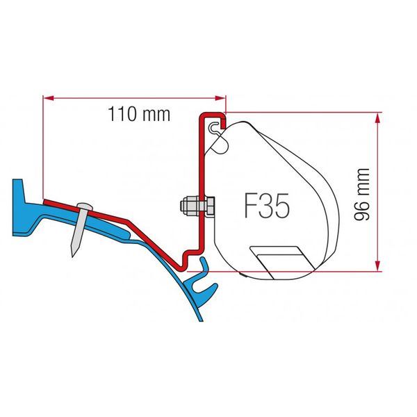 Fiamma F35 Adapter Kit Ford Custom For L2 98655Z035 - Fiamma wall installation adapters enabling secure awning mounting across different vehicle types - My Fiamma