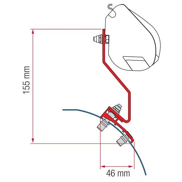 Fiamma F35 Adapter Kit Vw Caddy Maxi Left Roof Deep Black 98655Z109 - Fiamma wall installation adapters enabling secure awning mounting across different vehicle types - My Fiamma