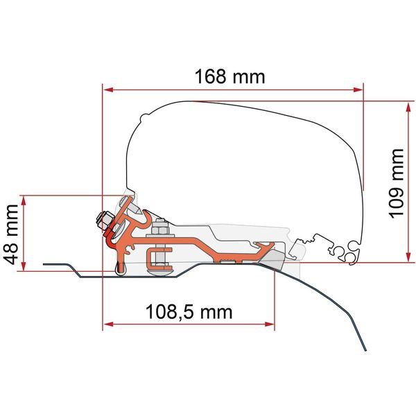 Fiamma F80/F65 Adapter Ducato Low Profile >06 Black 98655Z150 - Fiamma wall installation adapters enabling secure awning mounting across different vehicle types - My Fiamma