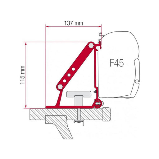 Fiamma Awning Mounting Brackets Kit Auto Adapter for Roof Rails and Roof Bars - Fiamma wall installation adapters enabling secure awning mounting across different vehicle types - My Fiamma