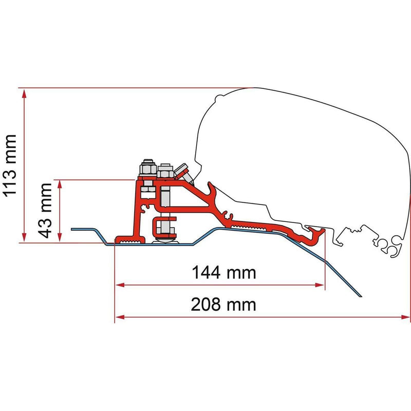 Fiamma F80 Adapter Kit for Ducato H2 Skyroof (98655Z139) - Fiamma wall installation adapters enabling secure awning mounting across different vehicle types - My Fiamma
