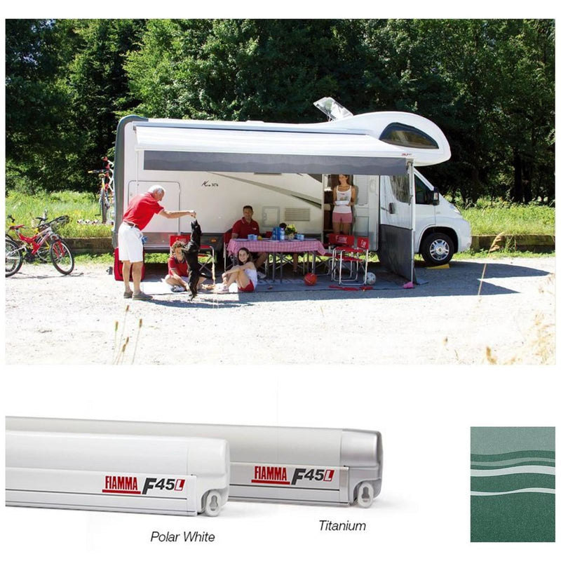 Fiamma F45L 500 Awning Polar White - Evergreen Fabric (06530A01E) - Fiamma wall installation adapters enabling secure awning mounting across different vehicle types - My Fiamma