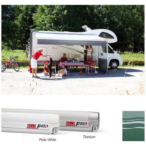 Fiamma F45L 500 Awning Polar White - Evergreen Fabric (06530A01E) - Fiamma wall installation adapters enabling secure awning mounting across different vehicle types - My Fiamma