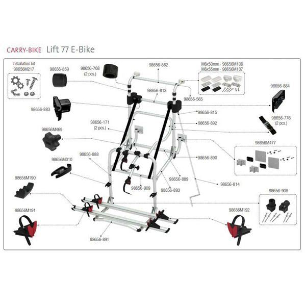 Fiamma 77 Gearbox for Carry Bike Lift (98656-815) - Fiamma wall installation adapters enabling secure awning mounting across different vehicle types - My Fiamma