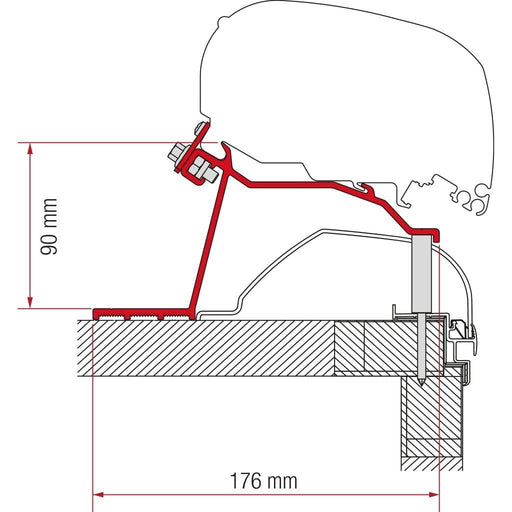 Fiamma F80/F65 Adapter Kit Hobby Caravan >2014 98655Z065 - Fiamma wall installation adapters enabling secure awning mounting across different vehicle types - My Fiamma