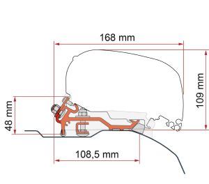 Fiamma F80/F65 Adapter Ducato Low Profile >06 Black 98655Z150 - Fiamma wall installation adapters enabling secure awning mounting across different vehicle types - My Fiamma