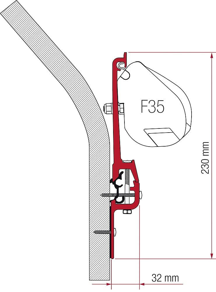 Fiamma F35 Adapter Eriba Touring 98655Z009 - Fiamma wall installation adapters enabling secure awning mounting across different vehicle types - My Fiamma