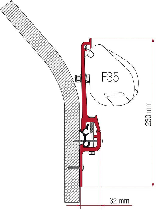 Fiamma F35 Adapter Eriba Touring 98655Z009 - Fiamma wall installation adapters enabling secure awning mounting across different vehicle types - My Fiamma