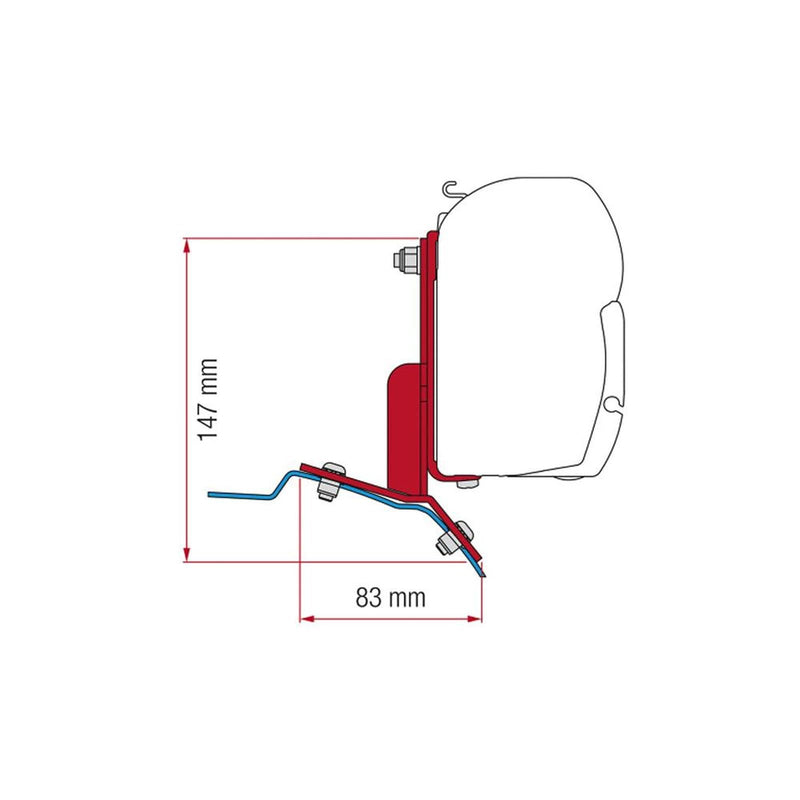 Fiamma Adapter Kit Ford Custom (98655Z112) - Fiamma wall installation adapters enabling secure awning mounting across different vehicle types - My Fiamma