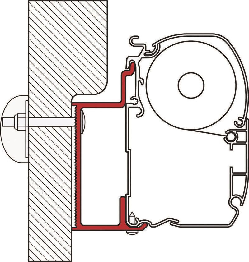 Fiamma F45 F70 Awning Adaptor 350cm Bracket for Eura Mobil Karmann 98655-764 - Fiamma wall installation adapters enabling secure awning mounting across different vehicle types - My Fiamma